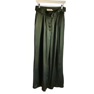 Zimmermann Wide Leg Forest Green Silk Belted Pants Party Resort Holiday Size 6